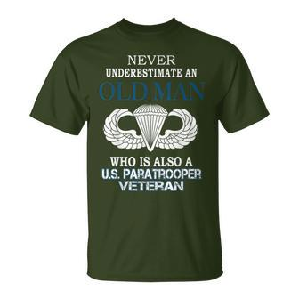 Never Underestimate Us Paratrooper Veteran Father's Day Xmas T-Shirt - Seseable