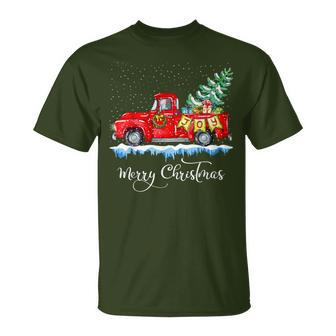 Vintage Merry Christmas Red Truck Old Fashioned Christmas T-Shirt - Seseable