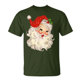 Vintage Santa Claus Face Christmas Xmas Santa Claus T-Shirt - Seseable