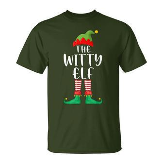 Witty Elf Matching Family Group Christmas Party Pajama T-Shirt - Monsterry