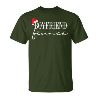 Xmas Boyfriend Fiance Christmas Newly Engaged Couple Pajamas T-Shirt - Monsterry DE