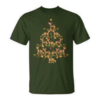 Xmas Lighting Santa African Wild Dog Christmas Tree T-Shirt - Thegiftio UK
