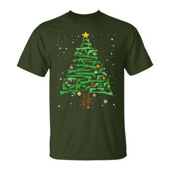 Xmas Patriotic 2Nd Amendment Gun Christmas Tree T-Shirt - Thegiftio UK