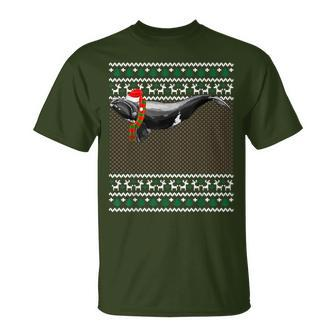 Xmas Santa Hat North Atlantic Right Whale Ugly Christmas T-Shirt | Mazezy