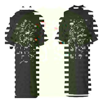 Xmas Tree Christmas Lights Christmas Skeleton Dancing Womens T-Shirt - Thegiftio