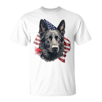 Black German Shepherd 4Th Of July Dog Lover American Flag  Unisex T-Shirt