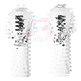 4Th Of July 2023 Messy Bun July Girl Patriotic All American Unisex T-Shirt | Mazezy