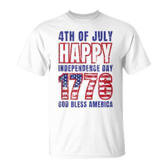 4Th Of July Happy Independence-Day 1776 God Bless America  Unisex T-Shirt
