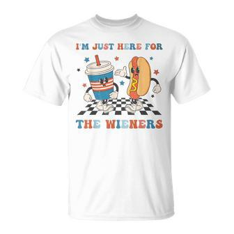 4Th Of July Hot Dog Im Just Here For The Wieners Unisex T-Shirt - Monsterry