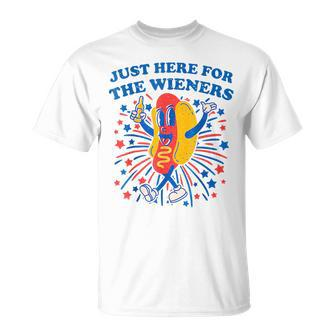 4Th Of July Hot Dog Im Just Here For Wieners Unisex T-Shirt - Monsterry