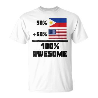50 Filipino 50 American 100 Awesome Funny Flag Unisex T-Shirt | Mazezy