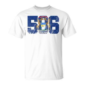 586 Area Code Flag Of Michigan State Macomb County T-Shirt | Mazezy