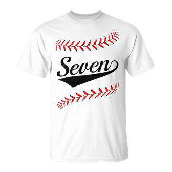 7 Year Old 7Th Baseball Softball Birthday Party Boys Girls T-shirt - Thegiftio