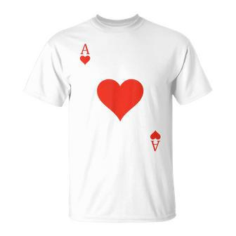 Ace Of Hearts Costume Deck Of Cards Playing Card Halloween T-Shirt - Seseable