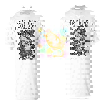 Adorable Knitting And Crochet Happy Cat Yarn Lovers T-shirt - Thegiftio