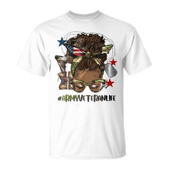 Afro African Hair African American Army Veteran Female T-Shirt - Thegiftio UK
