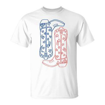 All American Western Girl Cowgirl Cowboy Boots 4Th Of July Unisex T-Shirt | Mazezy