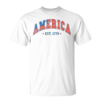 America Est 1776 Patriotic Usa 4Th Of July America Flag Unisex T-Shirt | Mazezy