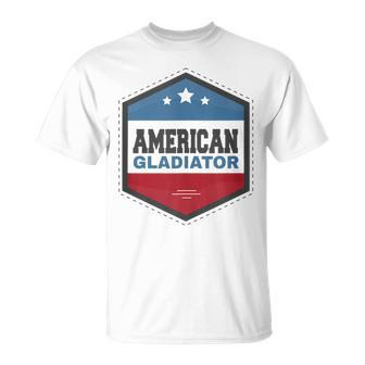 American Gladiator Usa Flag Gym Sports Quote Humor T-Shirt - Seseable