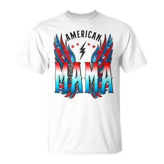 American Mama Retro Wings 4Th Of July For Women Gifts For Mama Funny Gifts Unisex T-Shirt | Mazezy