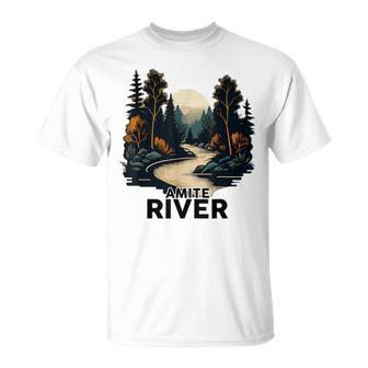 Amite River Retro Minimalist River Amite T-Shirt | Mazezy CA
