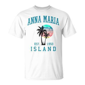 Anna Maria Island Florida Vintage Beach Palm Trees Summer Unisex T-Shirt - Seseable
