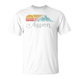 Aspen Colorado Vintage Mountain Sunset Eighties Retro T-Shirt | Mazezy