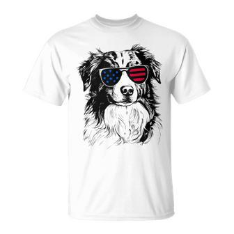 Australian Shepherd Dog 4Th July America Usa Flag  Usa Funny Gifts Unisex T-Shirt