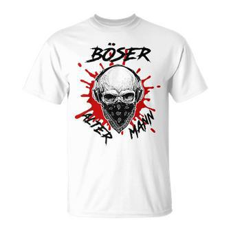 Bad Old Man Skull With Bandaner Gangster Hoodlum Unisex T-Shirt | Mazezy