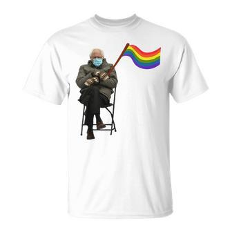 Bernie Sanders Mittens Meme Lgbtq Flag Gay Pride Unisex T-Shirt | Mazezy