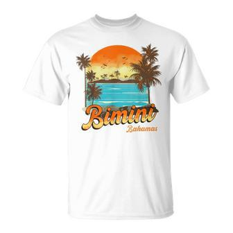 Bimini Bahamas Beach Summer Vacation Palm Sunset Bahamas Funny Gifts Unisex T-Shirt | Mazezy