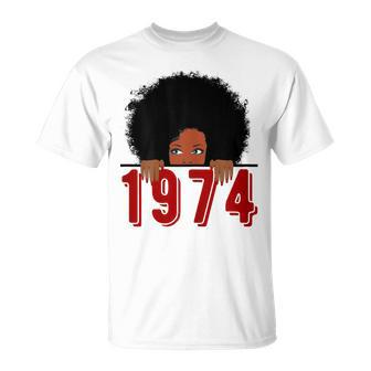 Black Queen Born In 1974 46Th Yrs Old Awesome Birthday T-Shirt | Mazezy