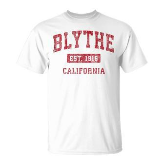 Blythe California Ca Vintage Sports Red T-Shirt | Mazezy