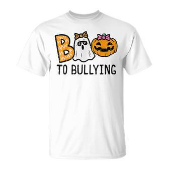 Boo To Bullying Ghost Pumpkin Orange Anti Bully Unity Day T-Shirt | Mazezy