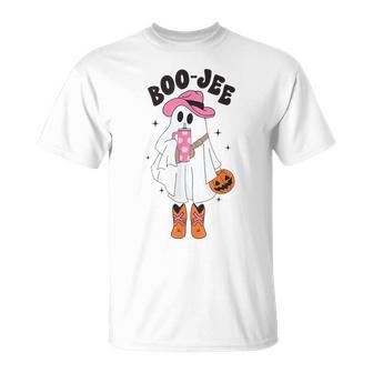 Boo-Jee Spooky Season Retro Ghost Western Halloween Boujee T-Shirt | Mazezy