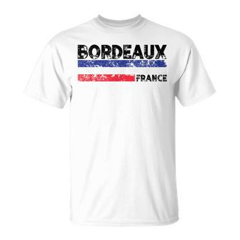 Bordeaux France Flag Tricolor French Distressed Cool T-Shirt - Seseable