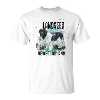 Brightly Painted Landseer Newfoundland Dog Breed T-Shirt | Mazezy