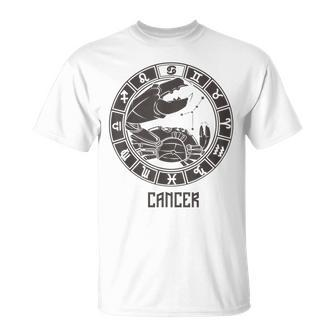 Cancer Zodiac Sign Symbol Stars June July Birthday Gift Unisex T-Shirt | Mazezy UK