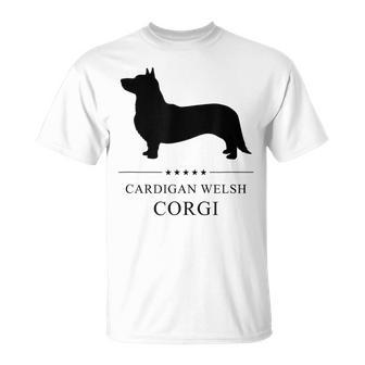 Cardigan Welsh Corgi Black Silhouette T-Shirt | Mazezy