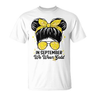 Childhood Cancer Awareness In September We Wear Gold Cute T-Shirt | Mazezy