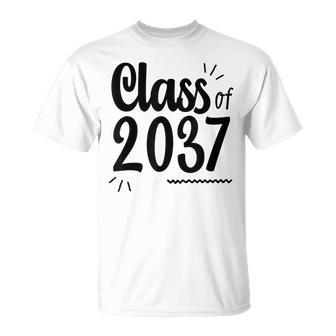 Class Of 2037 Grow With Me Handprints On Back Pre-K To 12 T-Shirt - Seseable