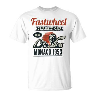 Classic Car Monaco 1953 Sport Apparel Vintage T-Shirt | Mazezy