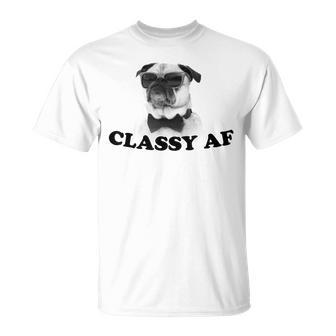 Classy Af Funny Sunglasses Bowtie Pug Graphic Gifts For Pug Lovers Funny Gifts Unisex T-Shirt | Mazezy