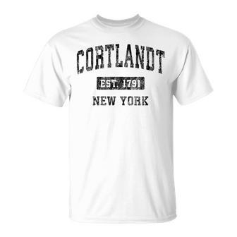 Cortlandt New York Ny Vintage Sports Black T-Shirt | Mazezy