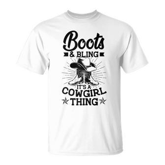 Cowgirl Boots And Hat Graphic Women Girls Cowgirl Western Unisex T-Shirt | Mazezy