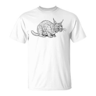 Crouching Iberian Lynx Print T-Shirt | Mazezy