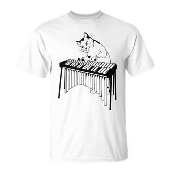 Cute Cat Playing Percussion Musical Xylophone T-Shirt | Mazezy