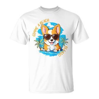 Cute Corgi Gimme A Beach Please Summer Time Funny Unisex T-Shirt | Mazezy
