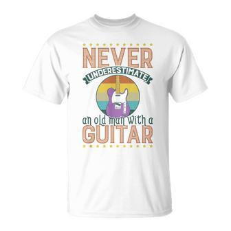 Dad Grandpa Guitarist Guitar Player Never Underestimate T-Shirt - Thegiftio UK