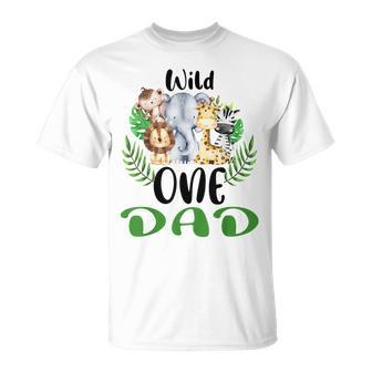 Dad Of The Wild One Zoo Birthday Safari Jungle Animal Unisex T-Shirt - Seseable
